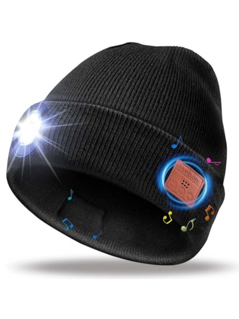 UNBON Bluetooth Beanie Hat with Light and Headphones Unisex One Size Acrylic